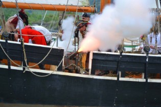 Firing the guns at the Conwy Pirate Festival